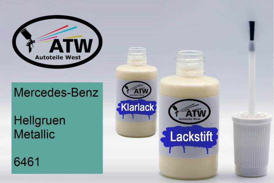 Mercedes-Benz, Hellgruen Metallic, 6461: 20ml Lackstift + 20ml Klarlack - Set, von ATW Autoteile West.